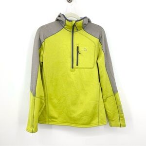 LL Bean Pullover‎ Men Size Medium Yellow Gray Hoodie Sweatshirt 1/2 Zip Fleece